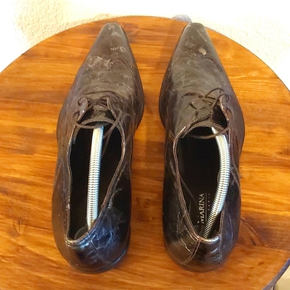 San Marina |Men\'s Black/Silver Marbled Leather Oxford Dress Shoes Formal Sz.11 main image 5